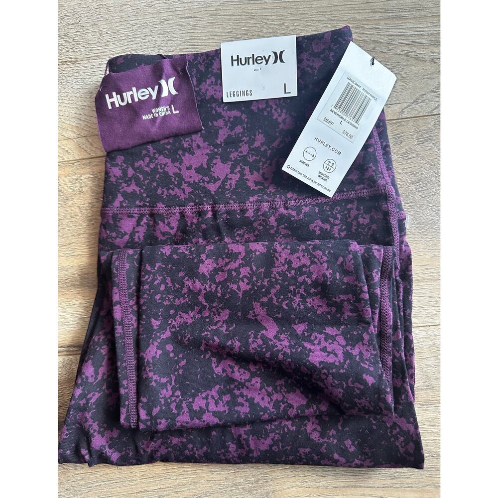 Hurley Purple and Black Abstract Leggings